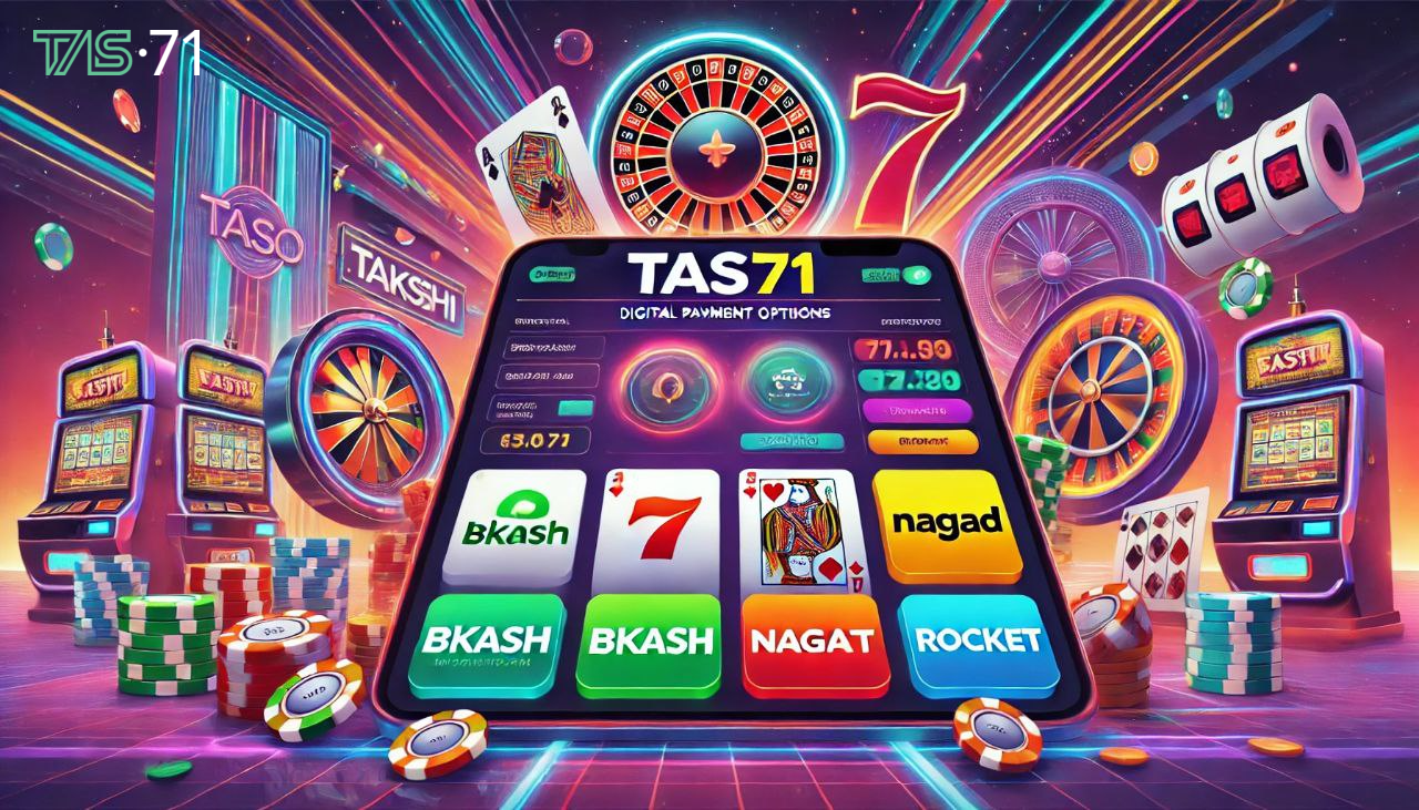 a digital casino game with a colorful background